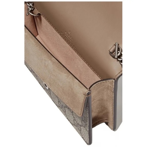 ✨ PRISTINE ✨ Gucci Dionysus Super Mini Bag GG Supreme Canvas Taupe Suede w Chain - Picture 10 of 10